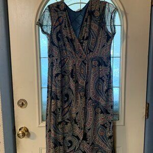 Women's Size L Croft & Barrow Black & Green  Print Dress